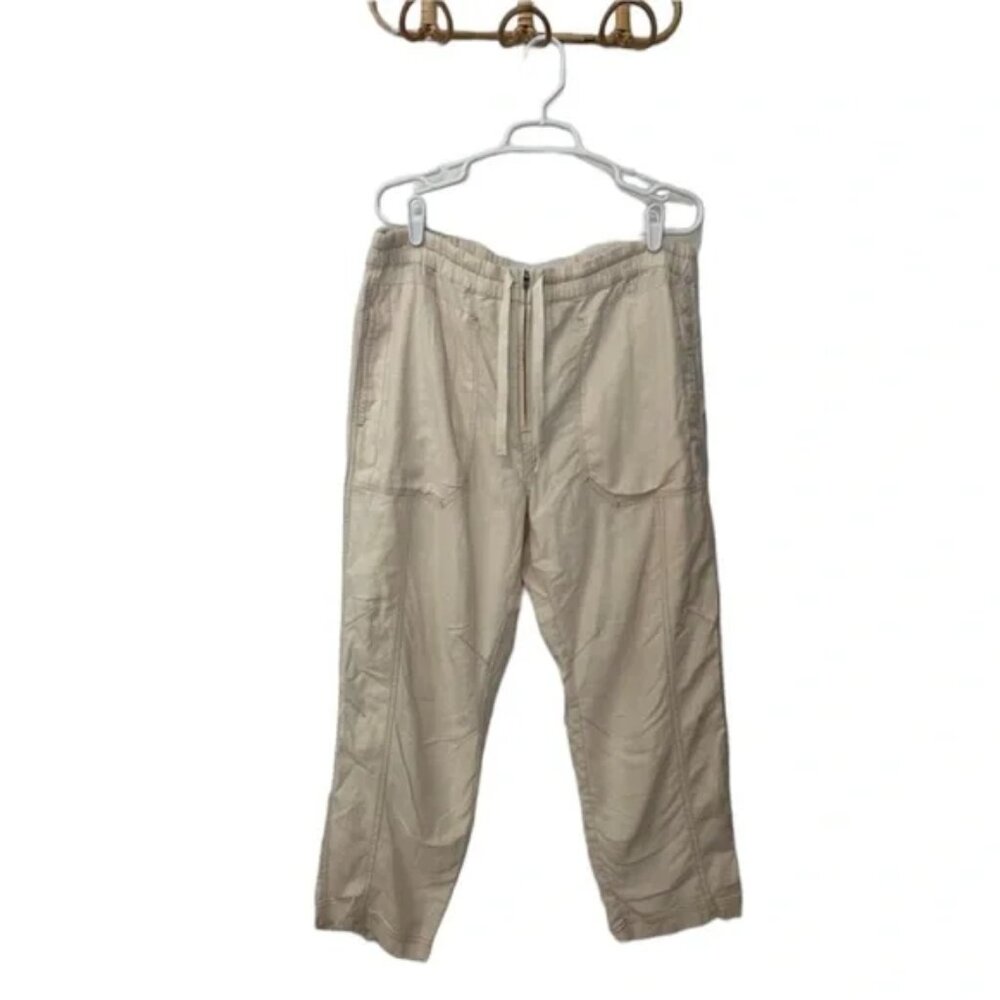 Free People linen blend cream cargo pants sz L